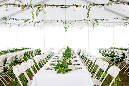 Decorated outdoor wedding table