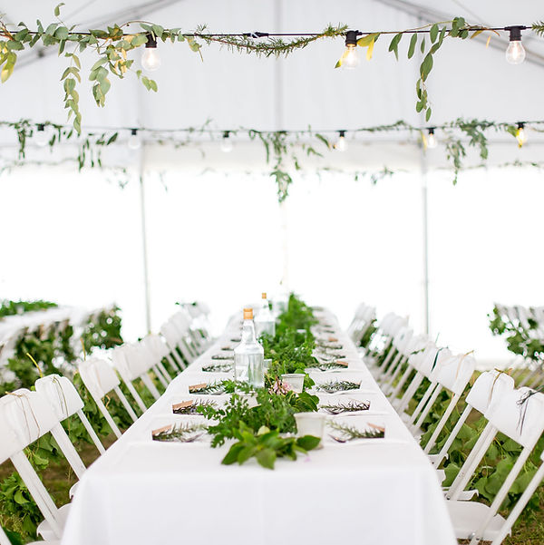 Decorated outdoor wedding table