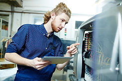 Handyman working on machine