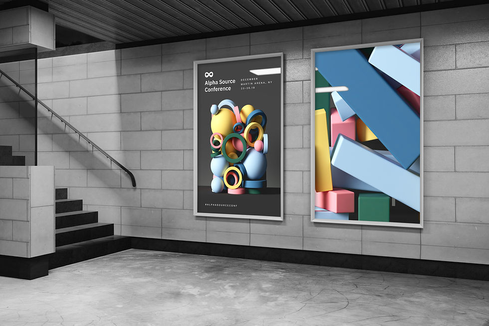 Esposizione di poster colorati