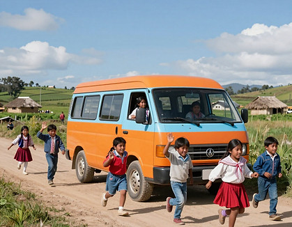 Children Running by Vehicle