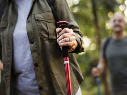 Walker using walking pole