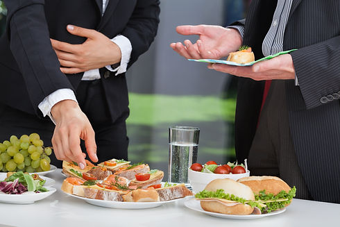 Business people at lunch buffet
