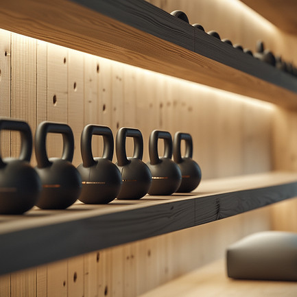 Wooden Shelf Kettlebells