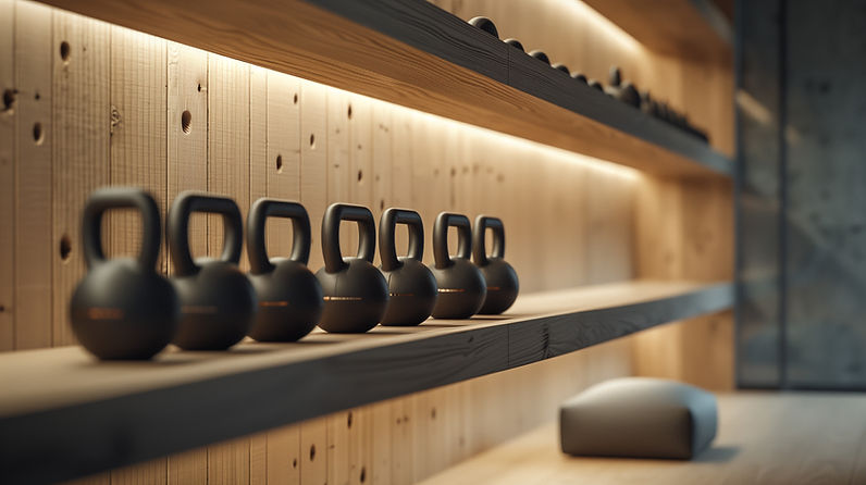 Wooden Shelf Kettlebells