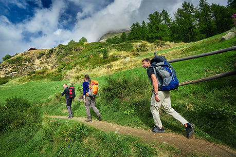 People hiking with backpacks
