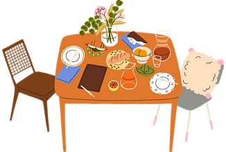 朝食付きのテーブル