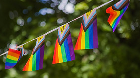 Intersex-inclusive progressive LGBTQ+ flag banner.