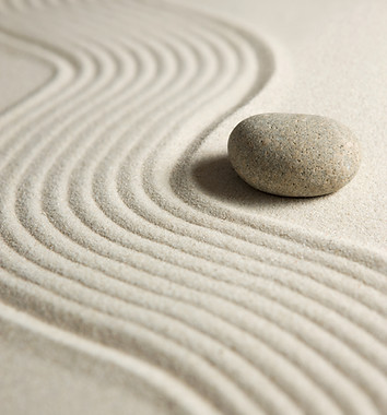 Zen garden with stone