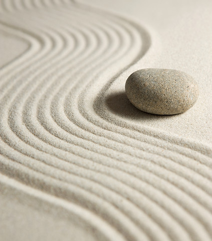 Zen garden with stone