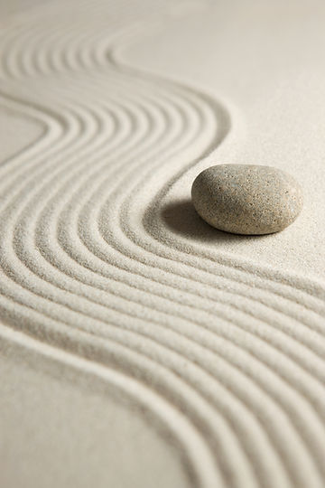 Zen garden with stone
