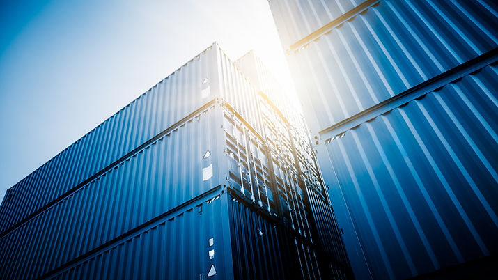 containers in the sun,blue toned images