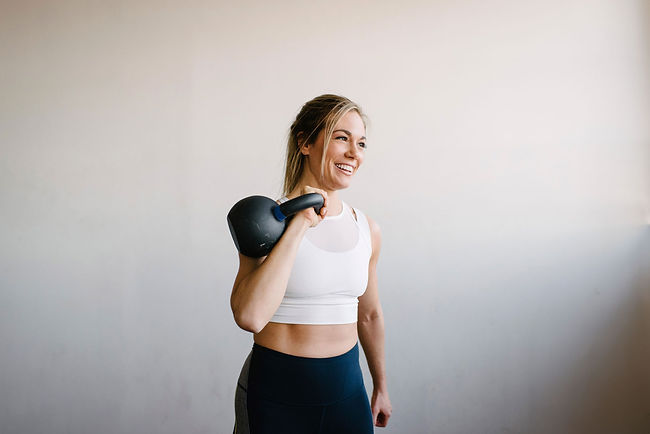 Woman with kettlebell