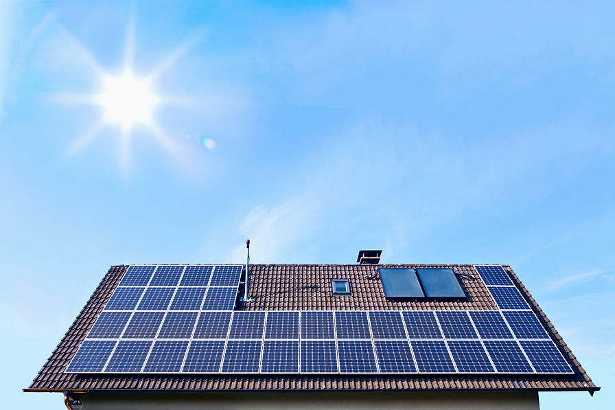 Solar panels on the roof of a house