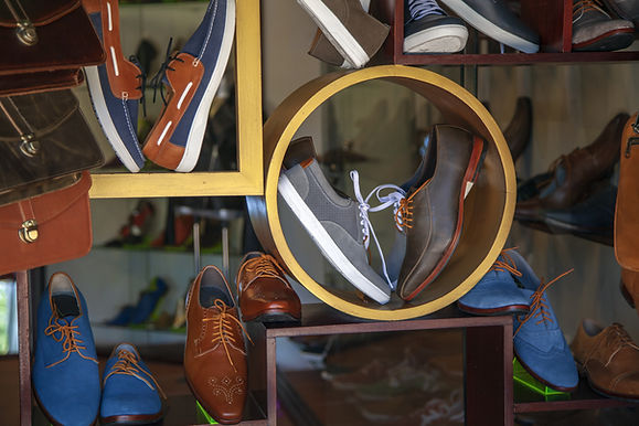 Shoes displaying in front of a store