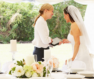Bride and planner talking