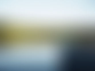 The front of an aluminum canoe in the water against a background of green forrest. 