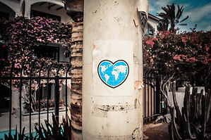 globe in a heart shape