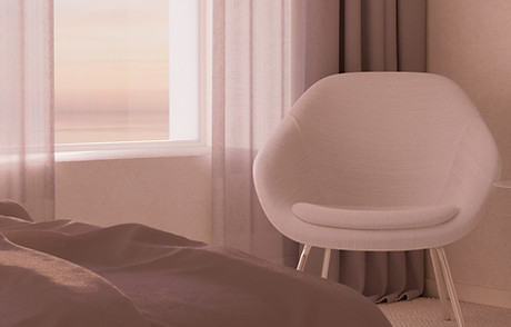 Minimalistiskt mysigt sovrum