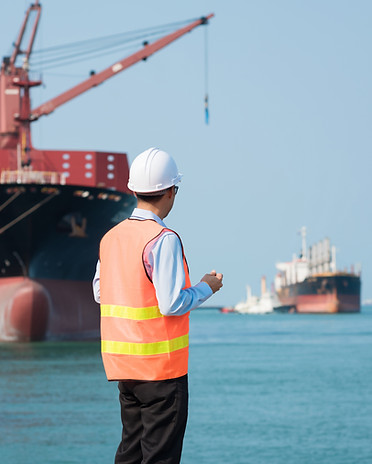 Port Worker Overlooking