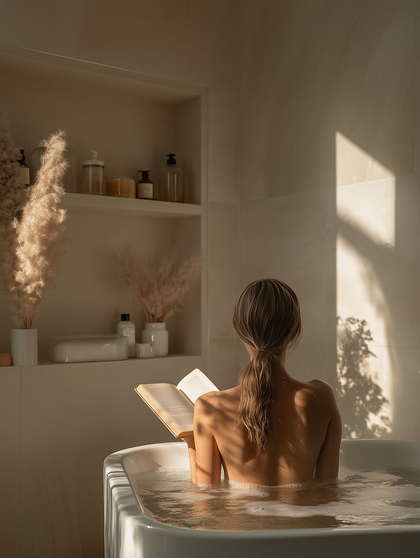 Femme se détendant dans son bain