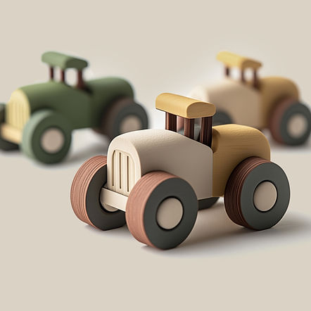 Colorful Wooden Toy Tractors