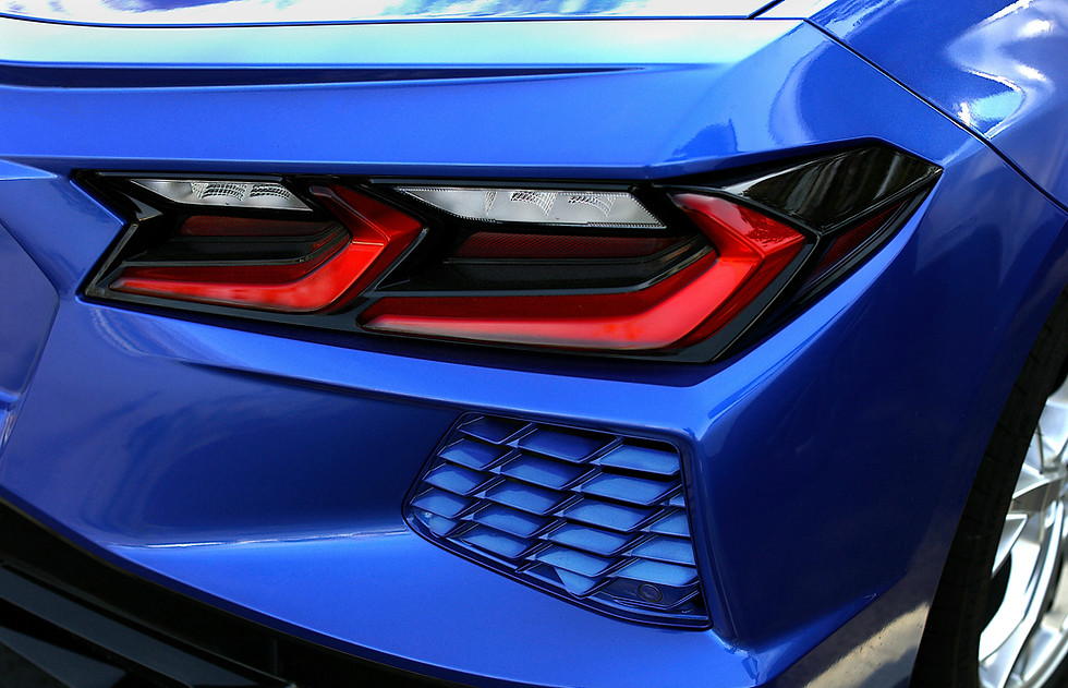 Blue car taillight close-up
