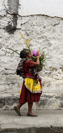 Mujer llevando flores