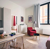 Apartment Interior with Red Accents
