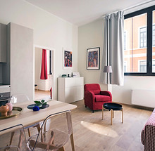 Apartment Interior with Red Accents