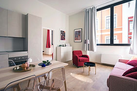 Apartment Interior with Red Accents