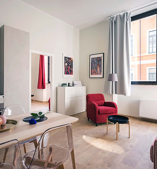 Apartment Interior with Red Accents