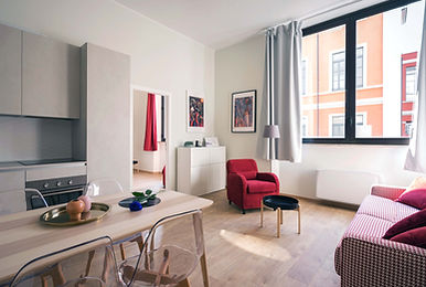 Apartment Interior with Red Accents