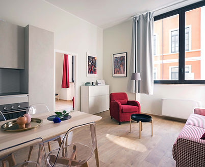 Apartment Interior with Red Accents