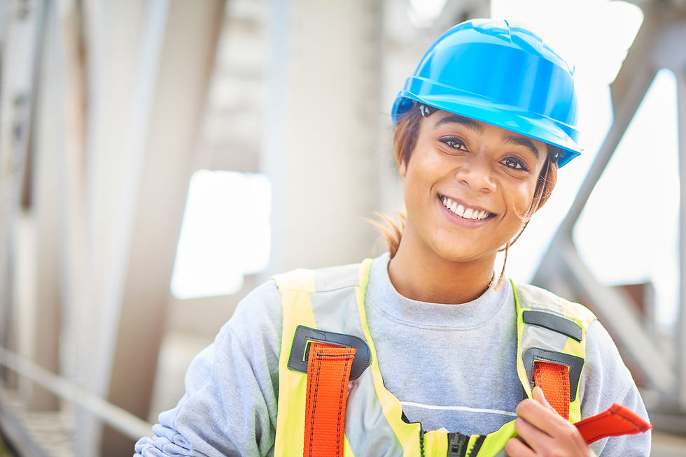 female site engineer in hard hat