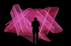 Silhouette With Neon dotted lines