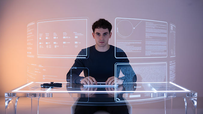 Configuração futurista de estação de trabalho