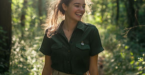 Femme souriante à l'extérieur