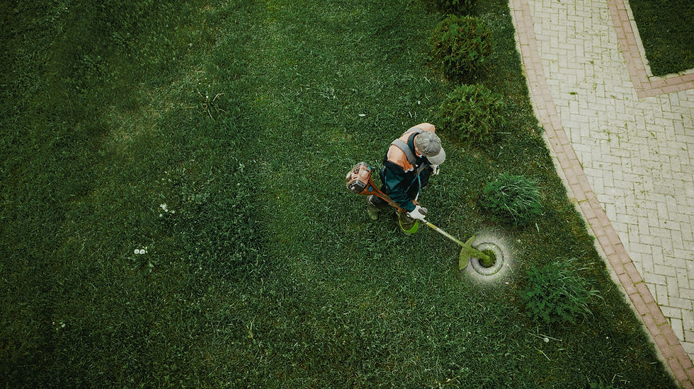 Gardener Mowing Lawn