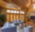 Living room with wooden blinds, hardwood floors, and ceiling