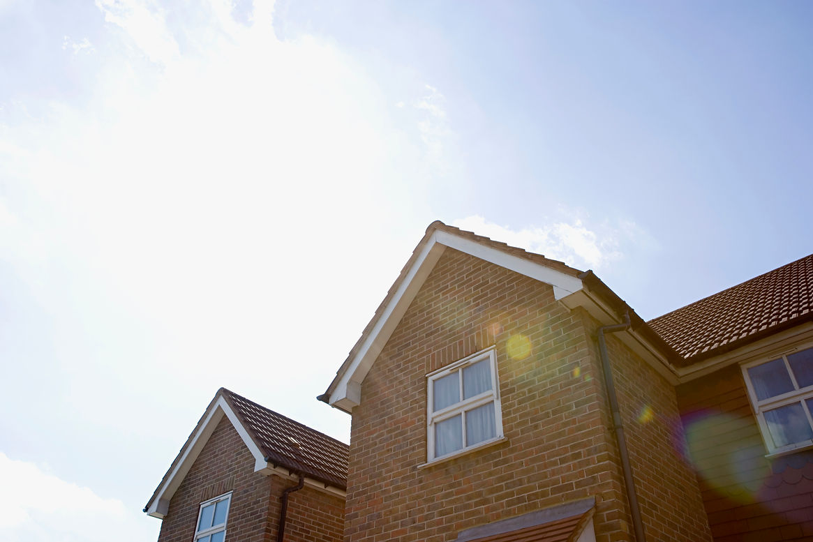 Modern semi-detached houses in the sunshine