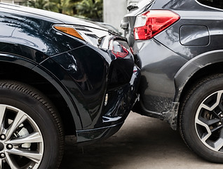 Damaged bumpers from car accident