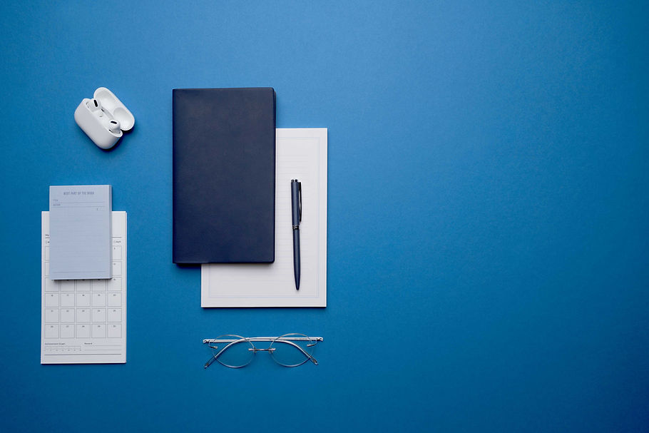 Objets personnels bleus