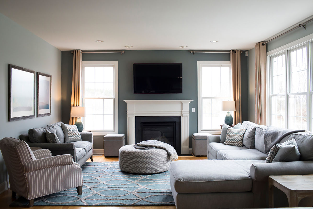 Sofas arranged in modern living room