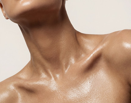 Close-up de pele brilhante