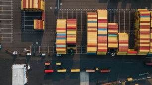 Arial view of a shipping port