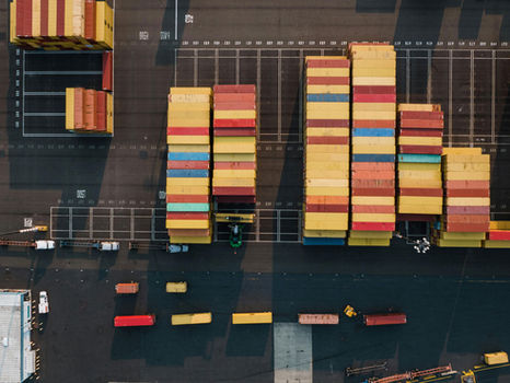Arial view of a shipping port