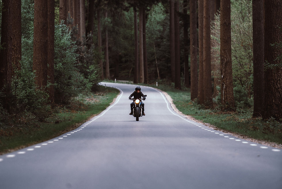 Motocycliste en forêt