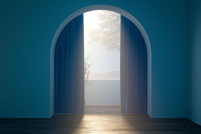 Arco de pared con cortina
