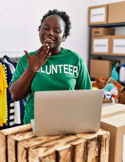 Volunteer Using Sign Language